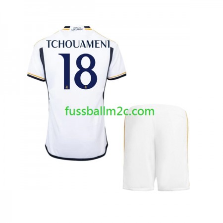 Fußballtrikots Real Madrid TCHOUAMENI 18 Kinder Heim Trikotsatz 2023-2024
